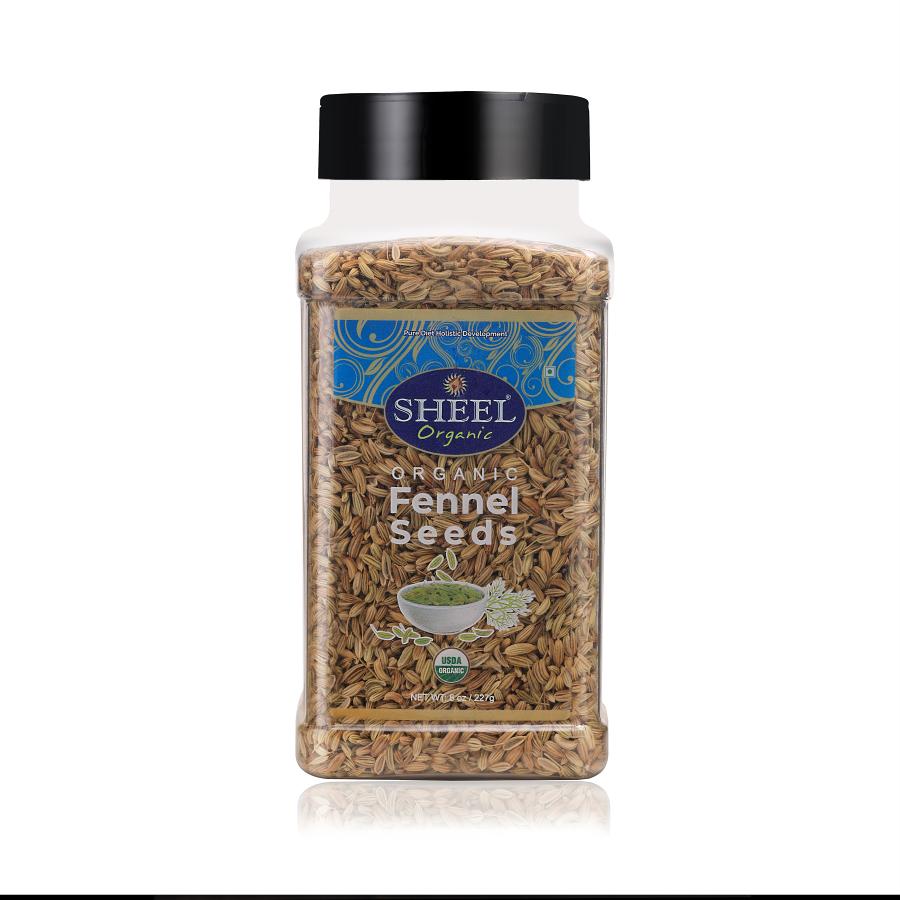 Sheel Organic Fennel Seeds - Net Wt: 8 oz / 227g