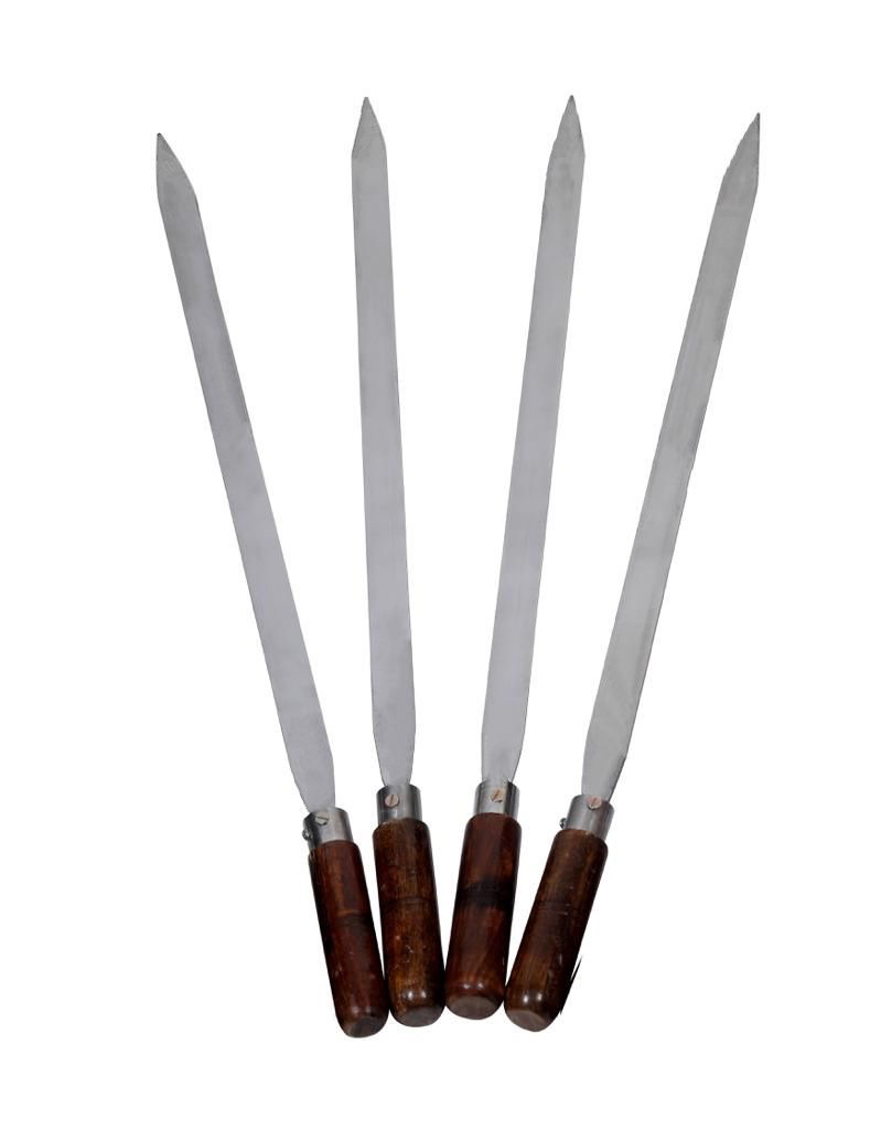 28" 4 Pcs Flat Skewers for Kebabs / BBQ with Wooden Handle 28" 4 Pcs Flat Skewers for Kebabs / BBQ with Wooden Handle