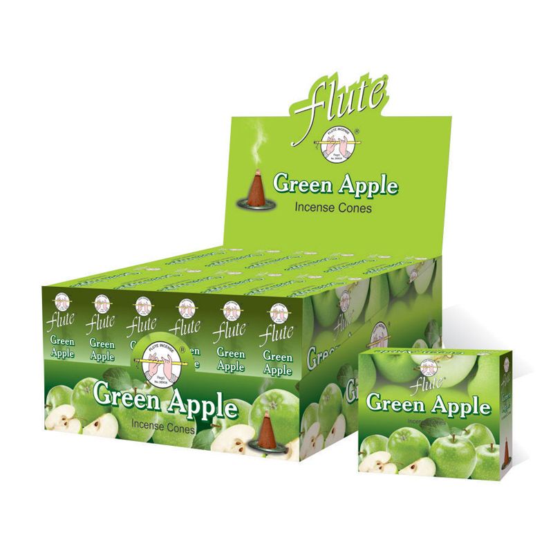 Flute Brand 1 Inch Cones -Green Apple - 10 Cones/Packet with a Plate Holder
