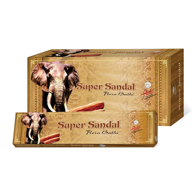 Flute Brand Premium Super Sandal Incense Sticks-15 sticks/pack-12 Packs/Box