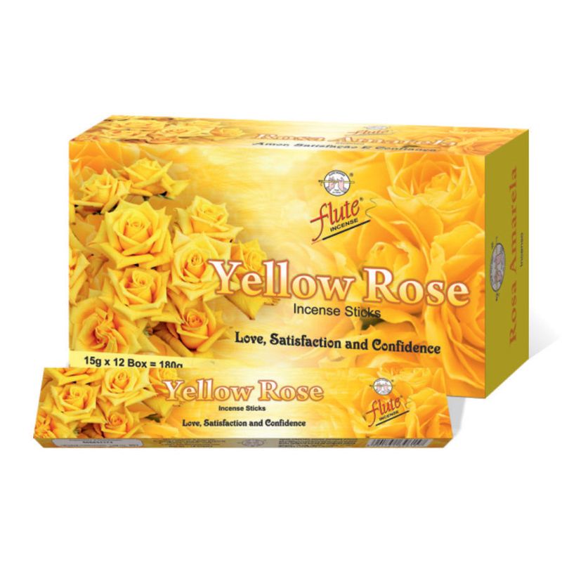 Flute Brand Yellow Rose Romantic Fragrance Agarbatti - 12 Pack/Box - 180grm