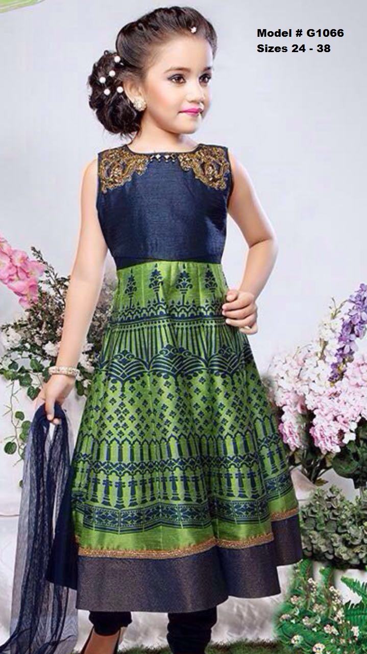Pretty Royal Blue & Green Kids Babydoll Anarkali Salwar Suit Pretty Royal Blue & Green Kids Babydoll Anarkali Salwar Suit