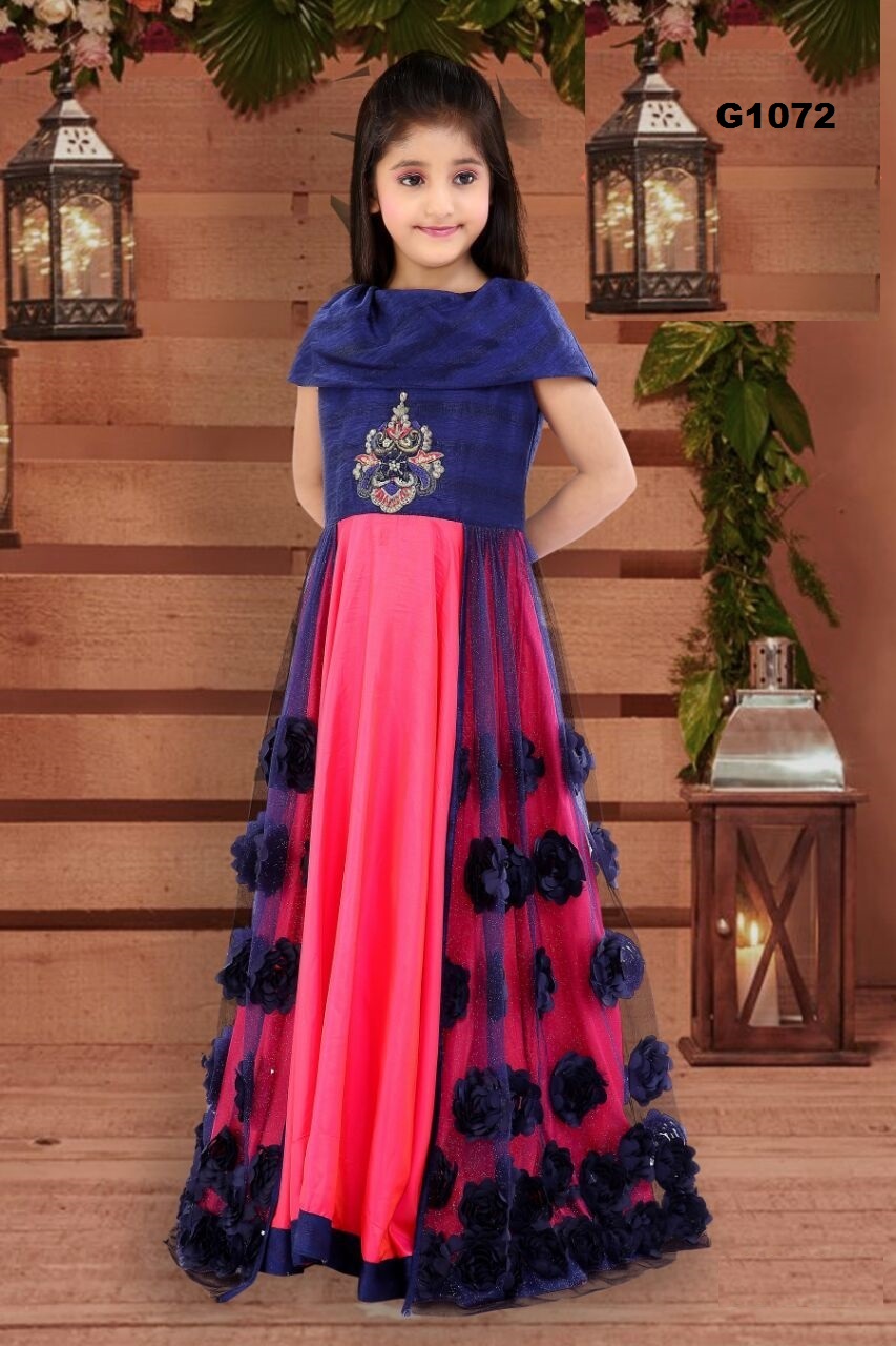 Fuchsia Party Wear Long Gown Dress 