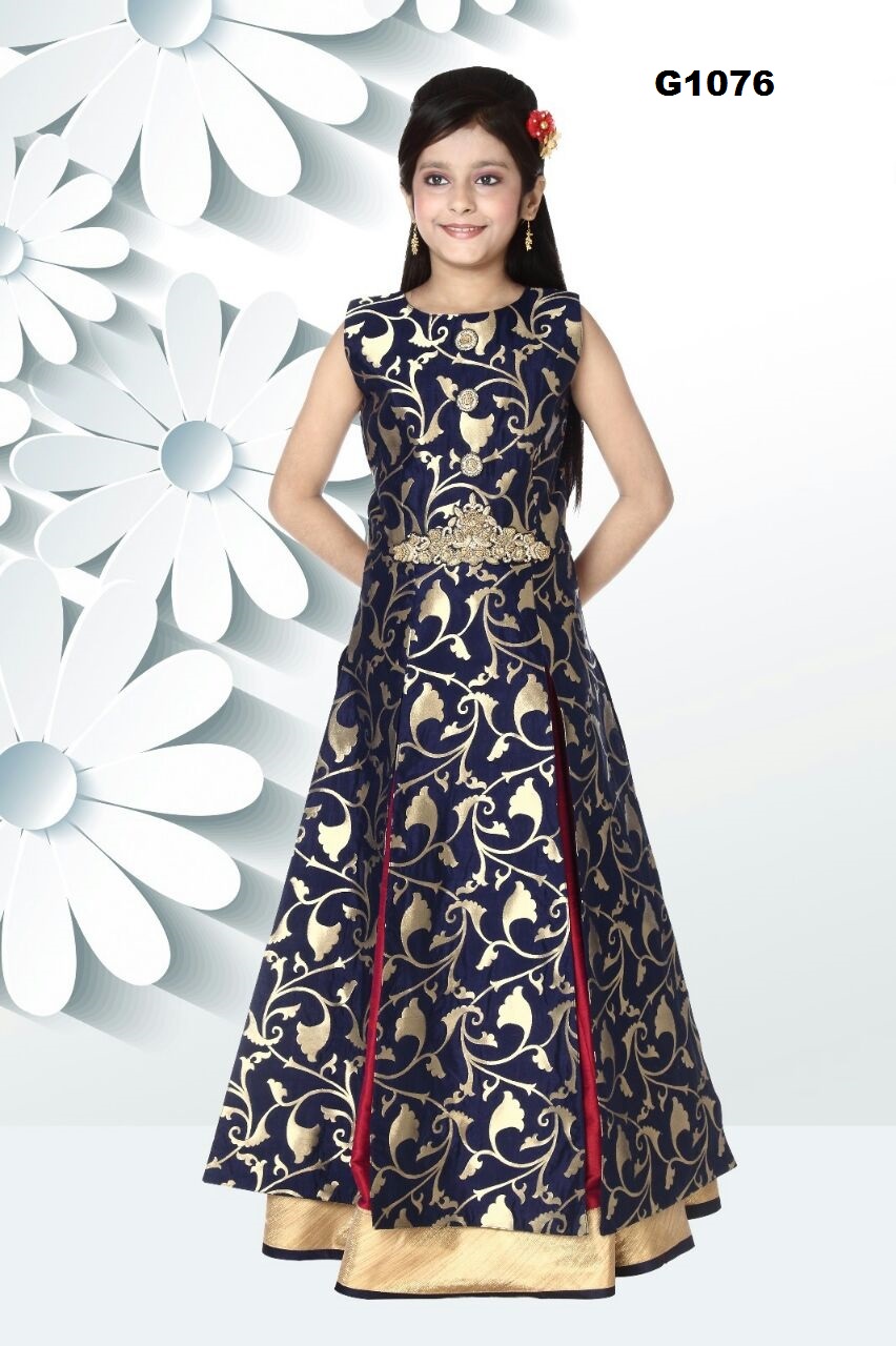 Stunning Royal Blue & Gold Long Designer Prom Dress for Girls Stunning Royal Blue & Gold Long Designer Prom Dress for Girls