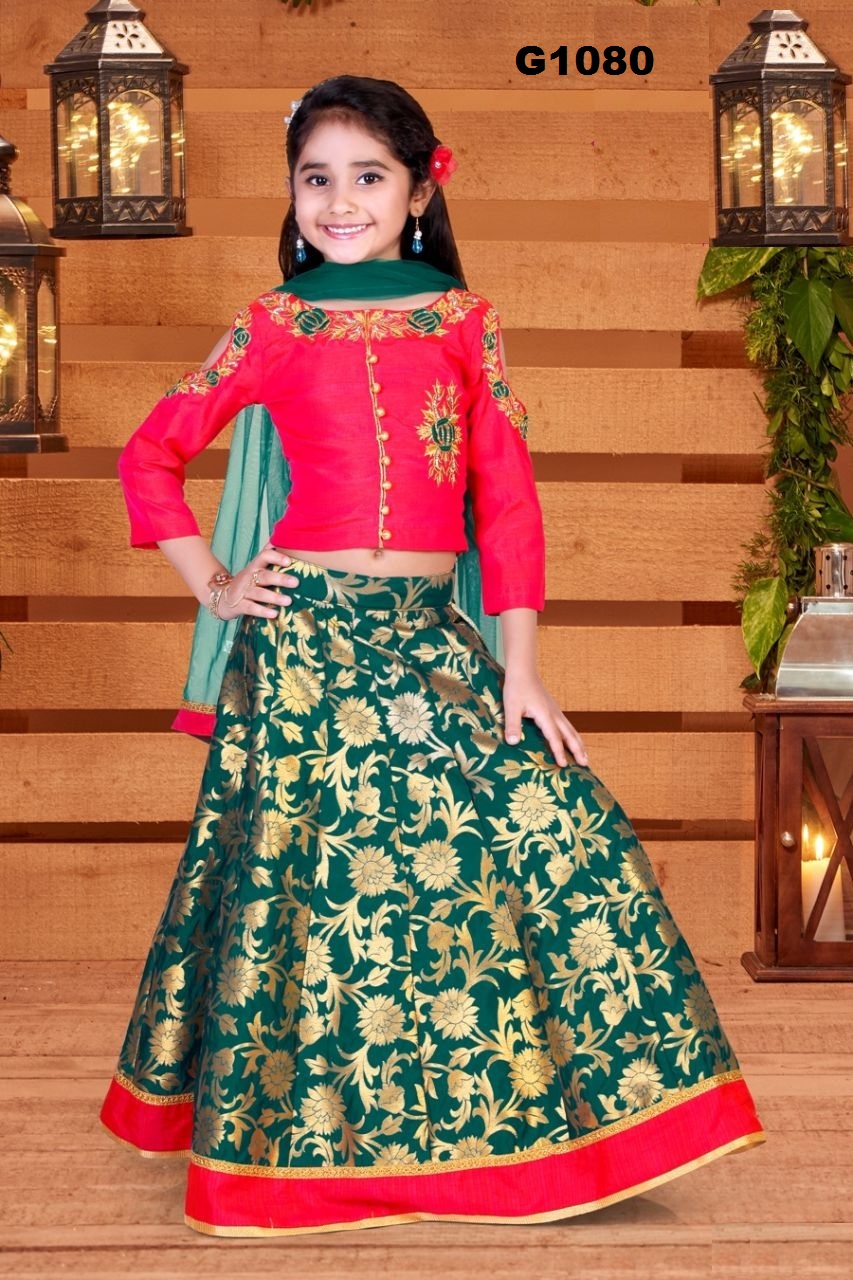 Red Green & Gold Gorgeous Party Wear Lehenga Choli for Girls Red Green & Gold Gorgeous Party Wear Lehenga Choli for Girls