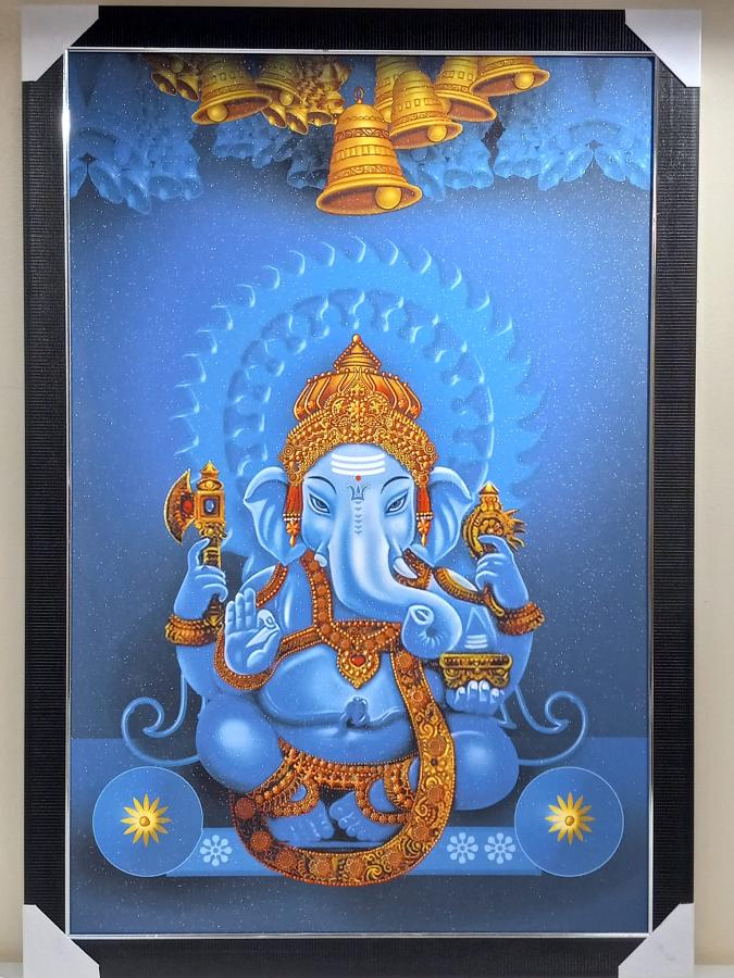 Beautiful Wooden Framed Canvas Print Picture of Ganeshji # 6 - 23 x 33" Beautiful Wooden Framed Canvas Print Picture of Ganeshji # 6 - 23 x 33"