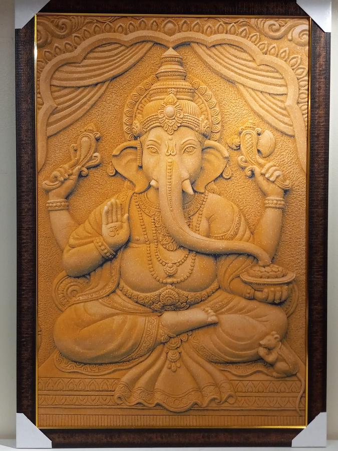 Beautiful Wooden Framed Canvas Print Picture of Ganeshji # 9 - 23 x 33" Beautiful Wooden Framed Canvas Print Picture of Ganeshji # 9 - 23 x 33"