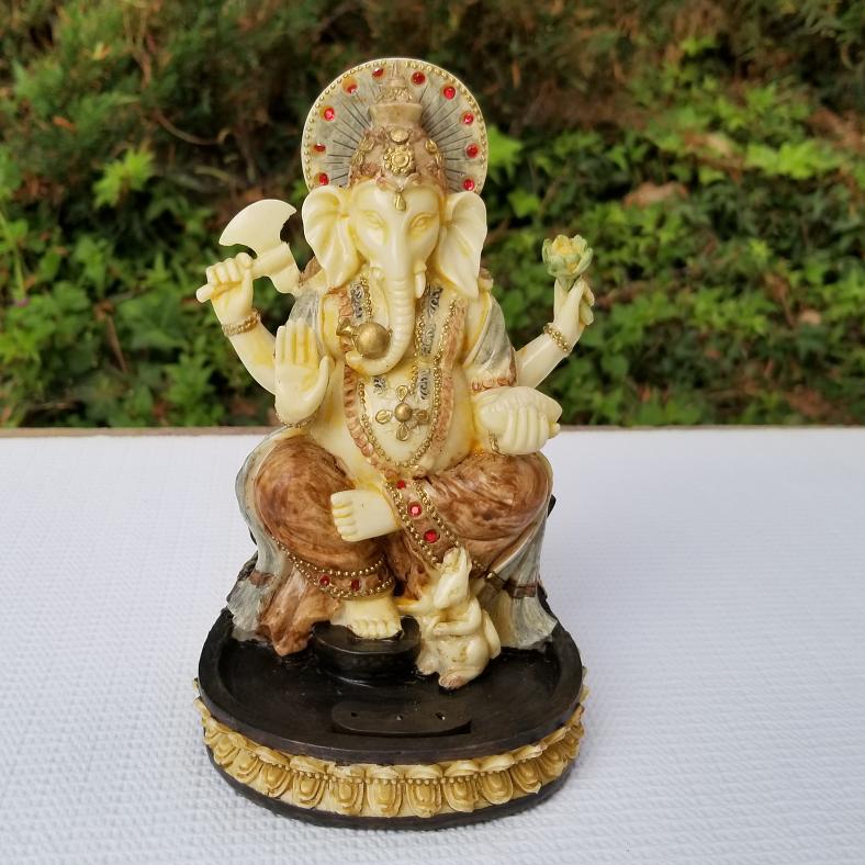 Divine Ganesh Murti w/ Incense Holder 7"