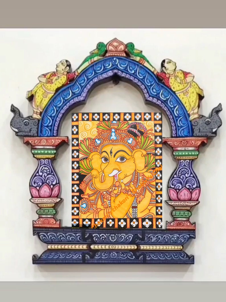 Ganesha painting-Kerala Mural, Housewarming/pooja Backdrop Decor canvas art Ganesha painting-Kerala Mural, Housewarming/pooja Backdrop Decor canvas art