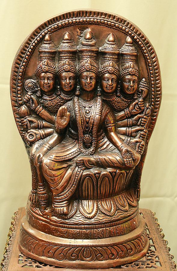Artistic Black Metal Statue of Goddess Gayatri Mata 22"