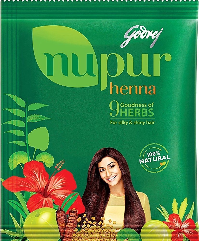 Godrej Nupur Henna W/ 9 Herbs Natural Hair Dye Color & Conditioning 400G  #34817 | Buy Godrej Products Online