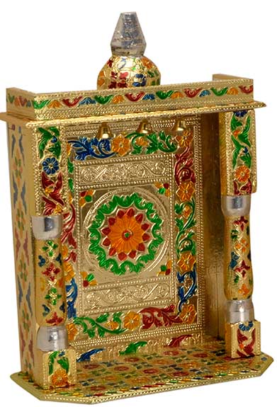 Meenakari Work Pooja Mandir for Home / Office - 10" X 6" X 14" (Large)