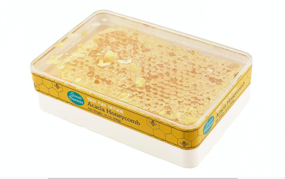 All-Natural Raw Honeycomb Acacia Honey Comb, 400g (14.10oz)
