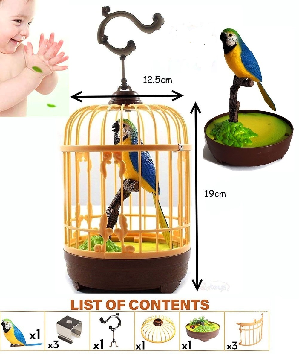 Beautiful Toy Pajaro Singing Bird in Cage for Home,Garden Decor & Gift Beautiful Toy Pajaro Singing Bird in Cage for Home,Garden Decor & Gift