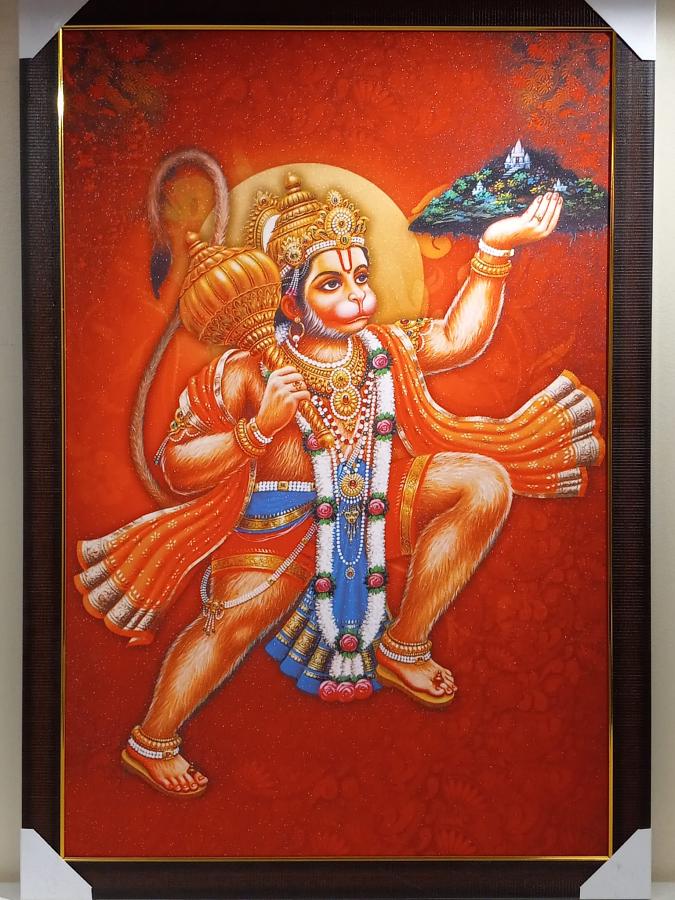 Beautiful Wooden Framed Canvas Print Picture of Hanumanji # 3 - 23 x 33" Beautiful Wooden Framed Canvas Print Picture of Hanumanji # 3 - 23 x 33"