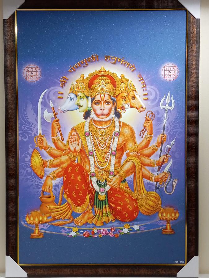 Beautiful Wooden Framed Canvas Print Picture of Hanumanji # 9 - 23 x 33" Beautiful Wooden Framed Canvas Print Picture of Hanumanji # 9 - 23 x 33"