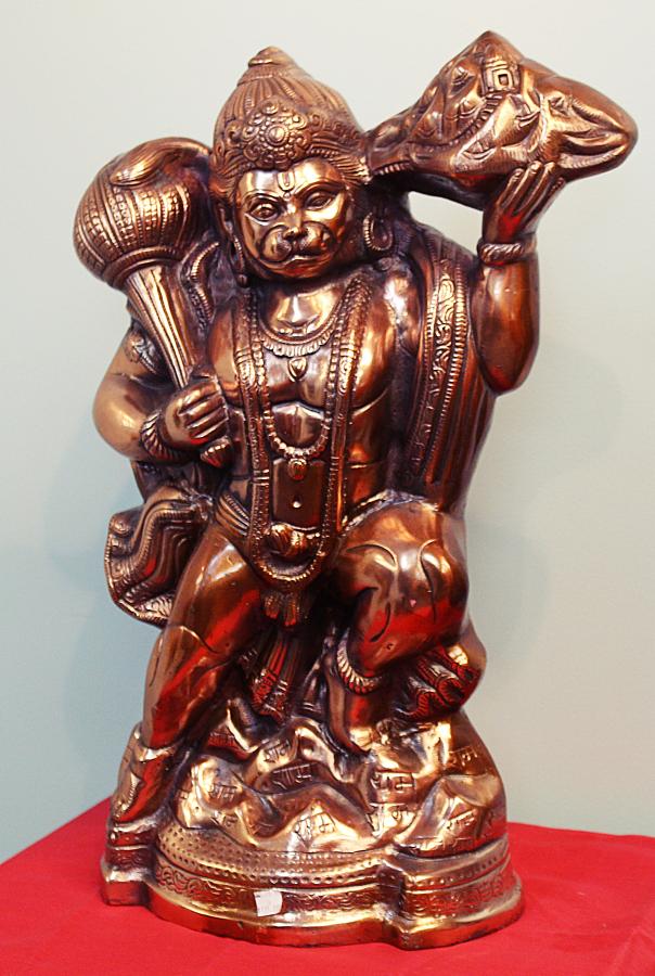 Artistic Black Metal Statue of Hanumanji w/ Pahad in one Hand 23"