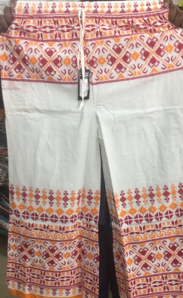 Thread Work Cotton Orange & White Palazzo / Trousers - Free Size Thread Work Cotton Orange & White Palazzo / Trousers - Free Size