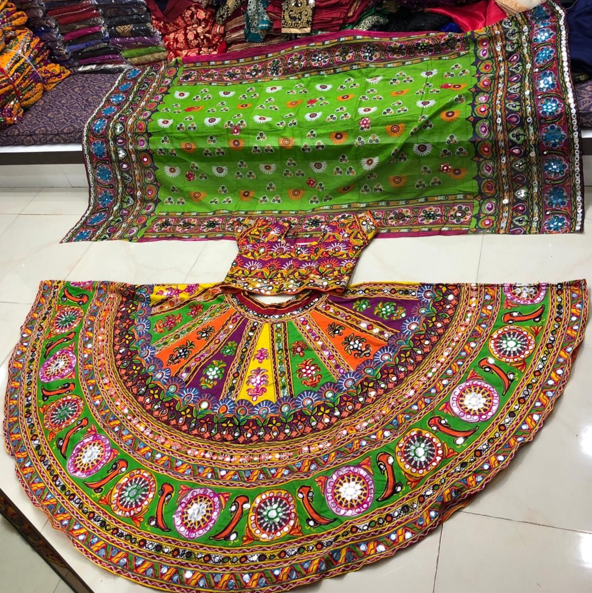 Buy VARNI CREATION Girl's Cotton Navratri Traditional Gujarati Style  Lehenga Choli (N8, Blue, 9-10 Years) at Amazon.in