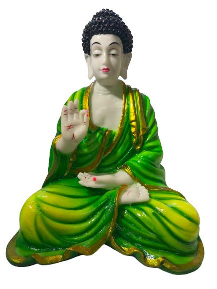 Green Beautiful n Colorful Fiber Blessing Lord Buddha Statue #1 - 14.5" Green Beautiful n Colorful Fiber Blessing Lord Buddha Statue #1 - 14.5"
