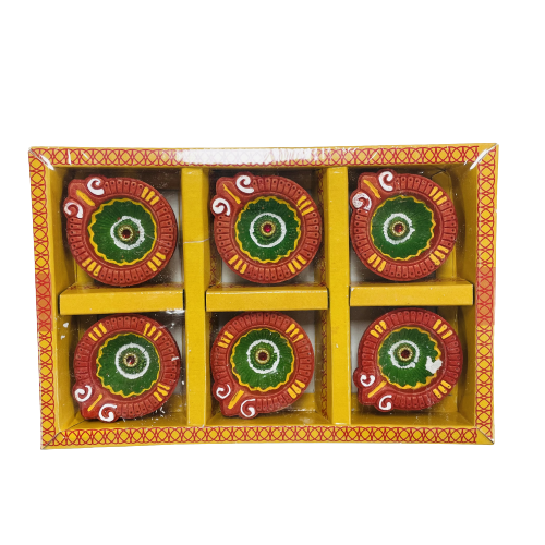 Traditional Decorative Fancy Diwali Clay Diyas-pack of 6 (C140) Traditional Decorative Fancy Diwali Clay Diyas-pack of 6 (C140)