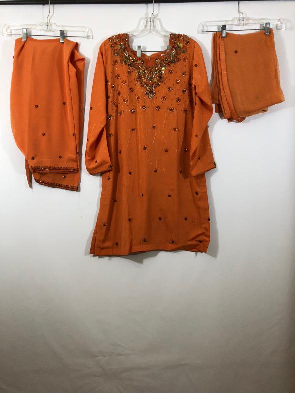 Dark Peach Color Patiala Suite w/ Matching Chiffon Duppatta
