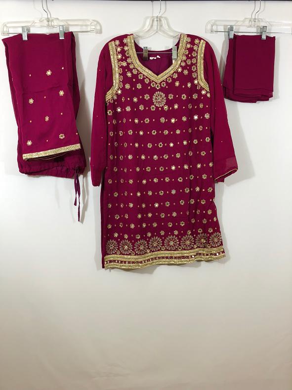 Magenta Georgette Patiala Suite w/ Chiffon Duppata