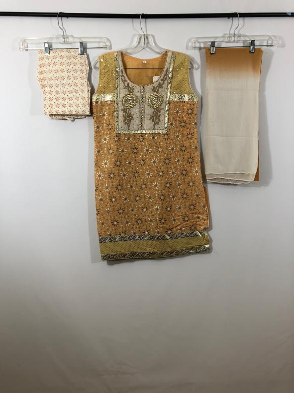 Light Brown Cotton Suite w/ Churidar Pantsand Chiffon Duppatta Light Brown Cotton Suite w/ Churidar Pantsand Chiffon Duppatta