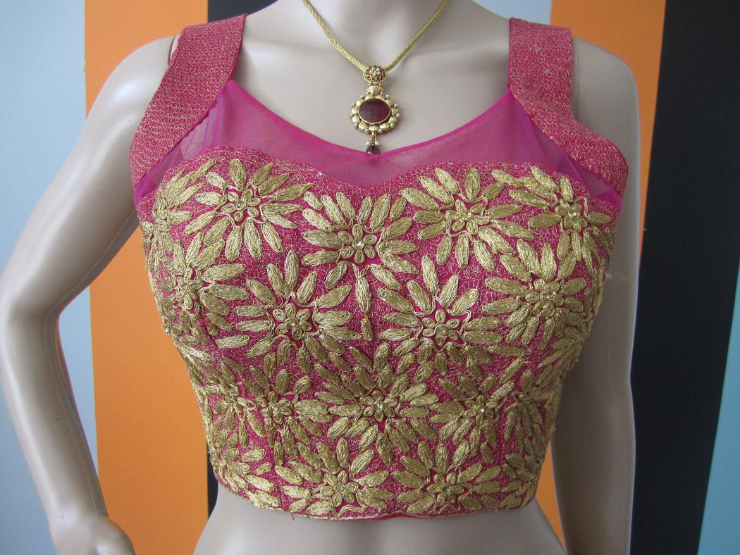 pink zardosi work blouse