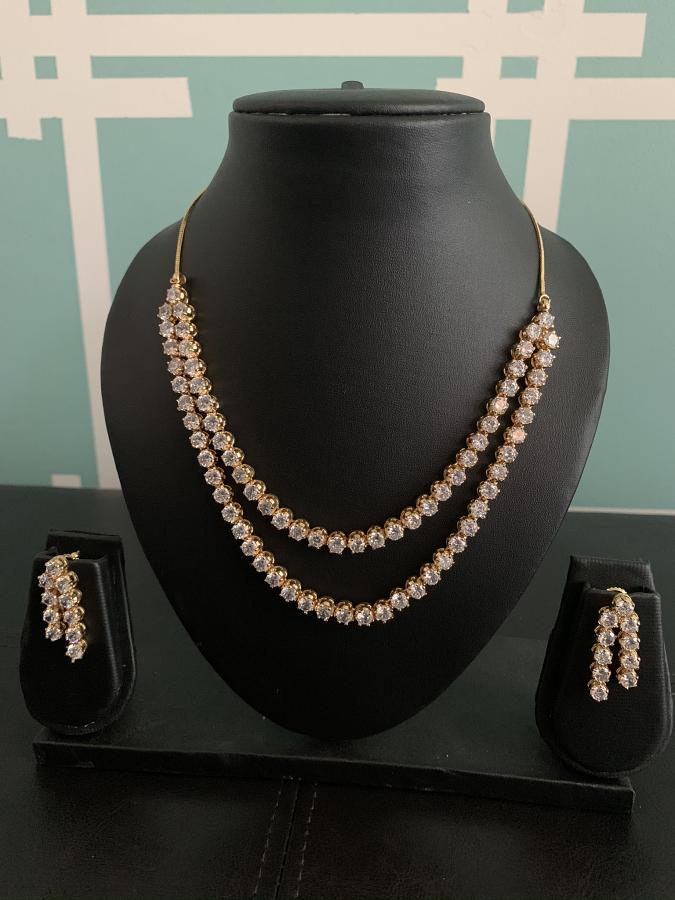 White Stone Necklace and Earring Set #41492 | Buy Online @ DesiClik.com ...