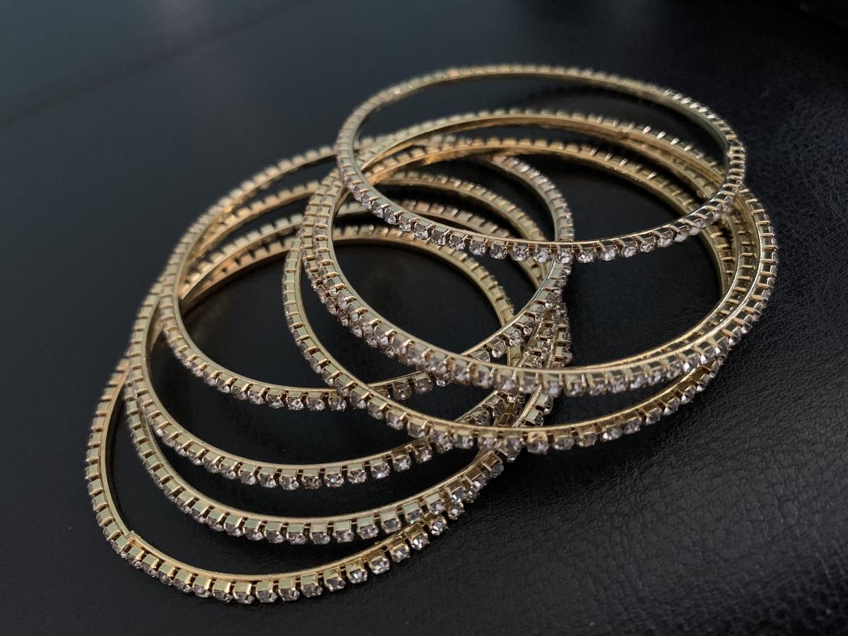 White Stone Studded Bangle Set In Golden - 2.4 #41527 | Buy Online ...