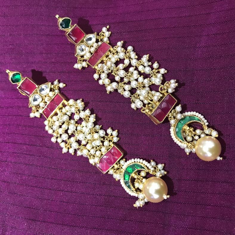 One Gram Gold Colorful Polky Earrings