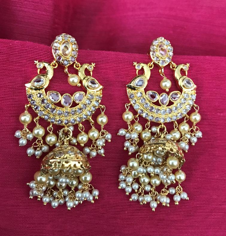 Buy online One Gram Gold Plated Mirror Crystal Jhumka Designer Trendy  Ethnic Earrings from fashion jewellery for Women by Happy Stoning for ₹409  at 76% off | 2024 Limeroad.com