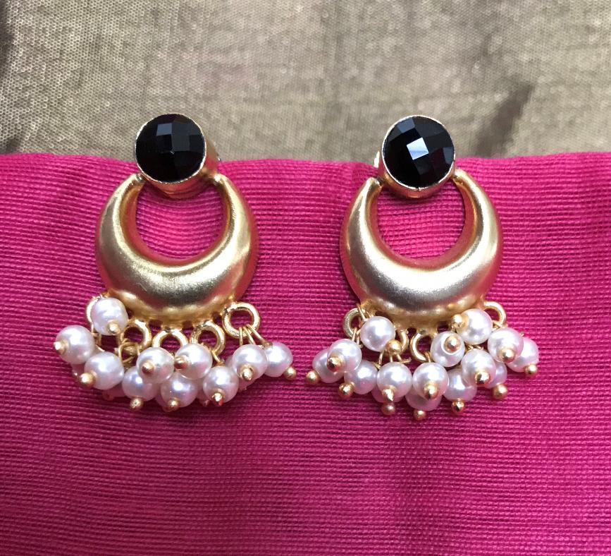 Meticulously Ornate 22 KT Gold Chandbali Earrings