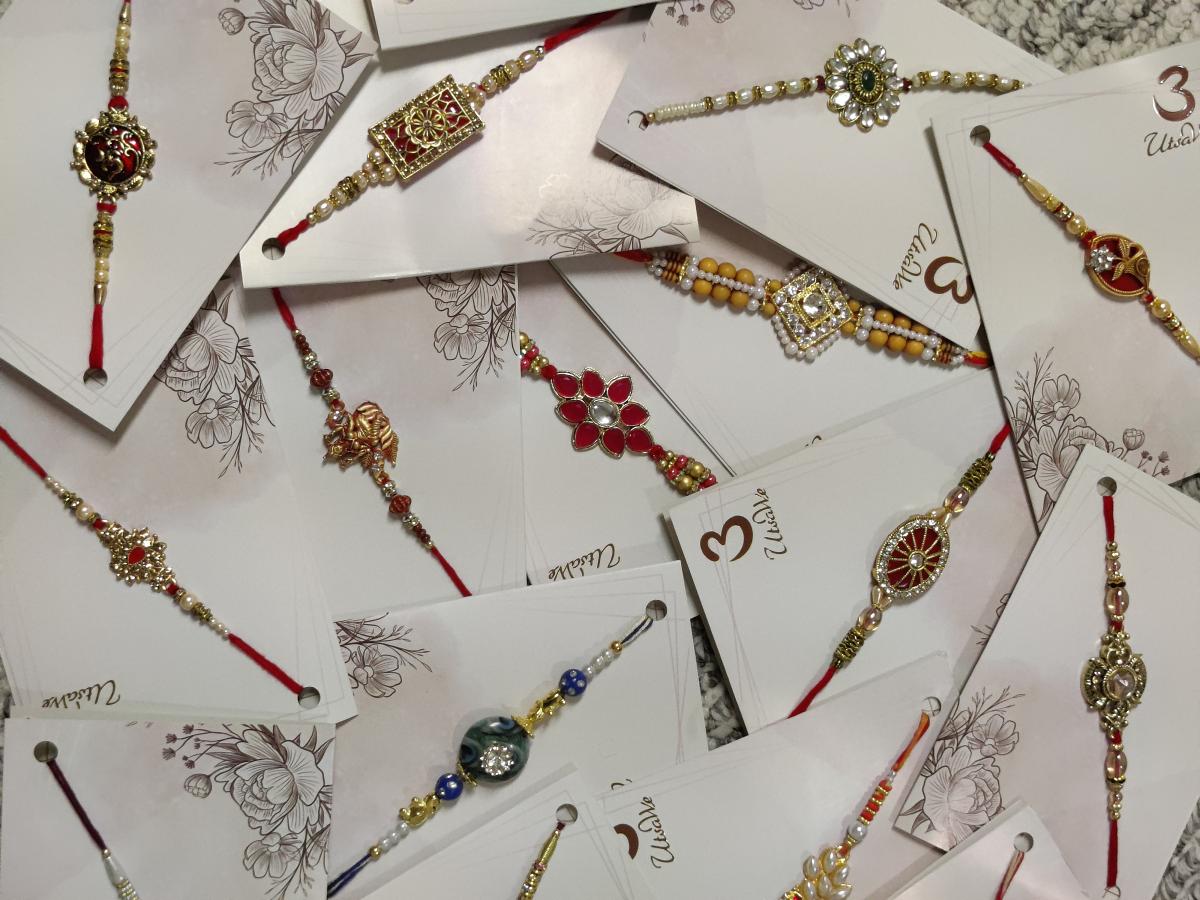 Antique Assorted Rakhi W/ Handpicked Materials + Roli & Chaval Antique Assorted Rakhi W/ Handpicked Materials + Roli & Chaval