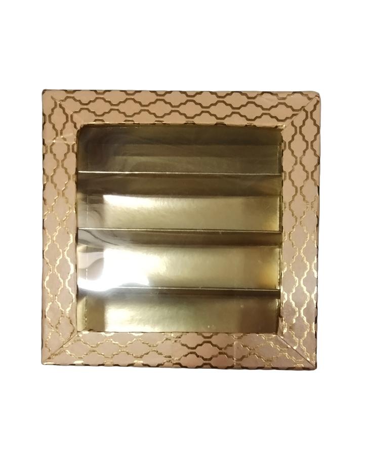 Fancy Sweets Boxes in Peach Golden Design W/ Window - 500 Gm