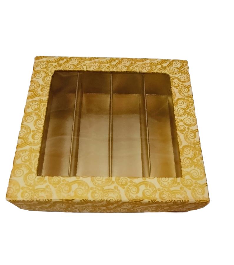 Fancy Sweets Boxes in Yellow Golden Design W/ Window - 500 Gms Fancy Sweets Boxes in Yellow Golden Design W/ Window - 500 Gms
