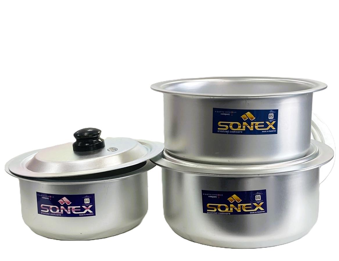 Sonex Aluminum Cooking Pots 1 Pc Sizes from 2.5 L to 30 L - Anodized Sonex Aluminum Cooking Pots 1 Pc Sizes from 2.5 L to 30 L - Anodized