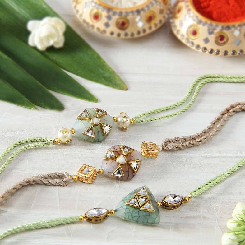 Beautiful Kundan & Semi Precious Stone Rakhis