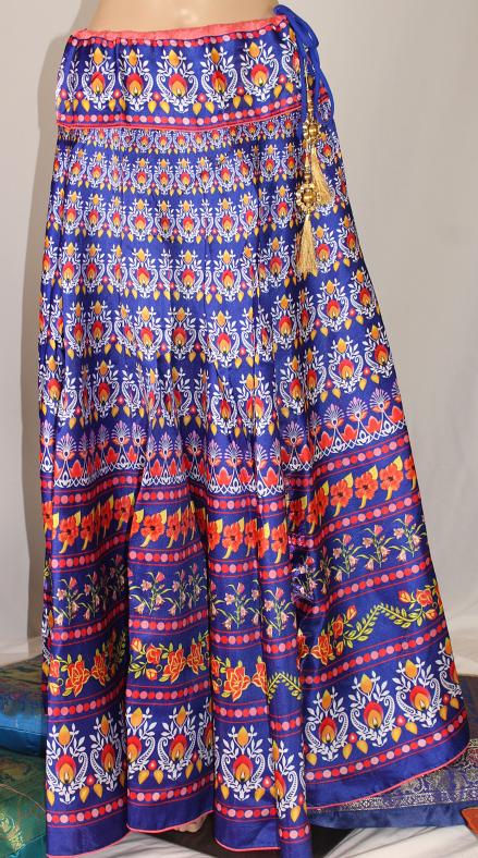 Bright Blue Traditional Print Long Skirt #37358 | Buy Online @ DesiClik ...