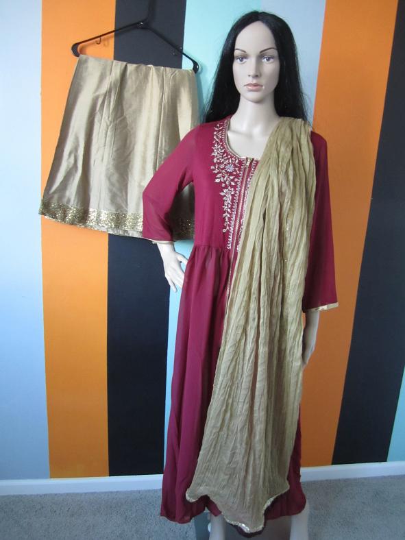 DESIGNER MAROON KURTHA AND GOLD PALAZZO SUIT SET (Festival Discount ) DESIGNER MAROON KURTHA AND GOLD PALAZZO SUIT SET (Festival Discount )