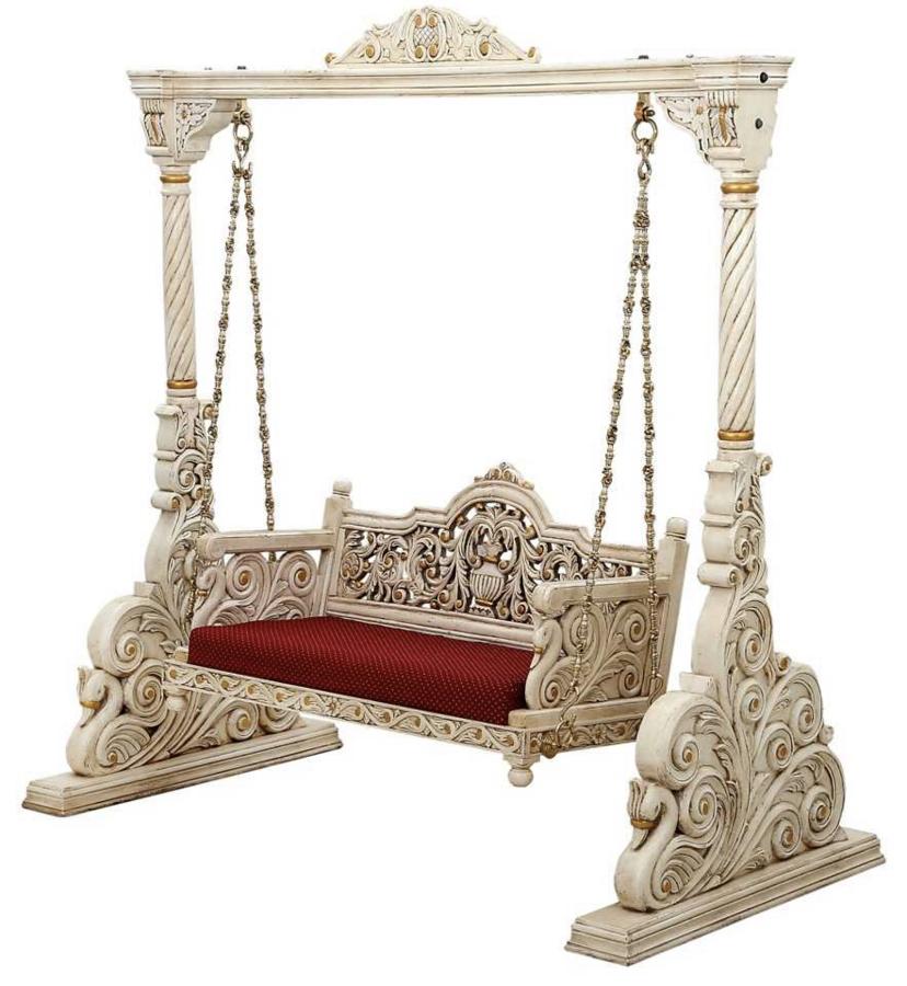 Antique Handcrafted Teakwood Swing Jhoola with Intricate Carving
