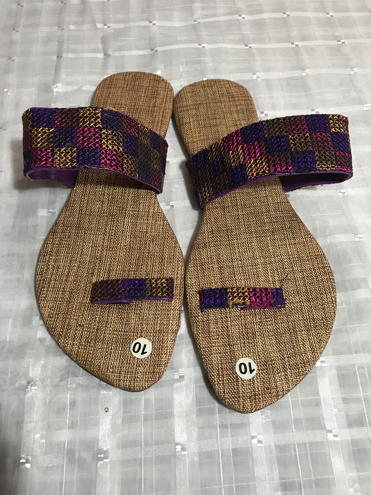 Golden Brown Check Design Fancy Sandals for Women - 9-10
