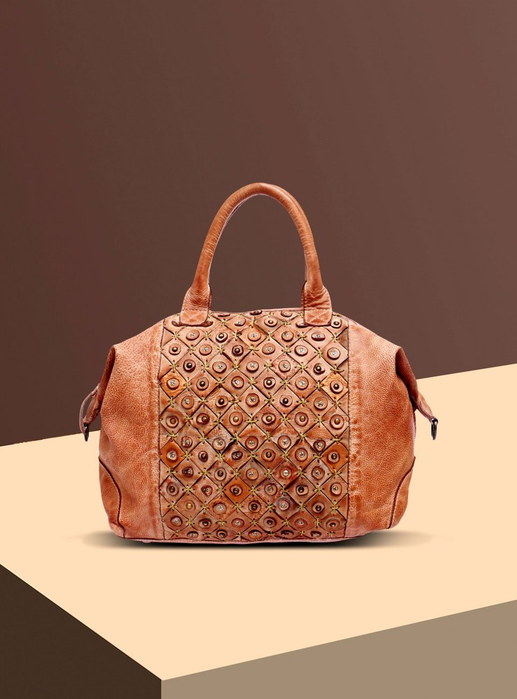 Stylish & Classy Design Discounted Leather Handbag Carnelian Color ...