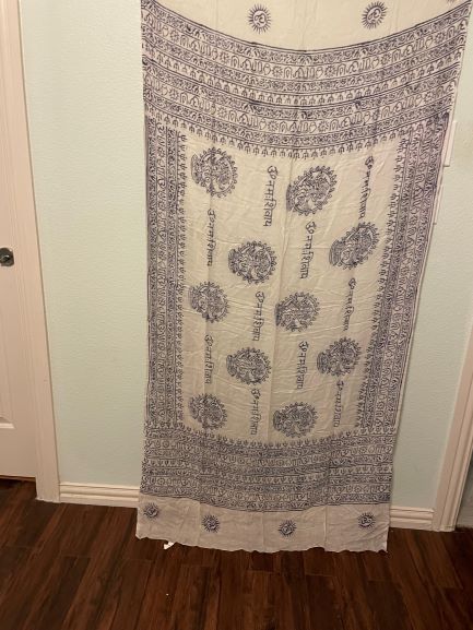 Cream Printed White Prayer Shawl