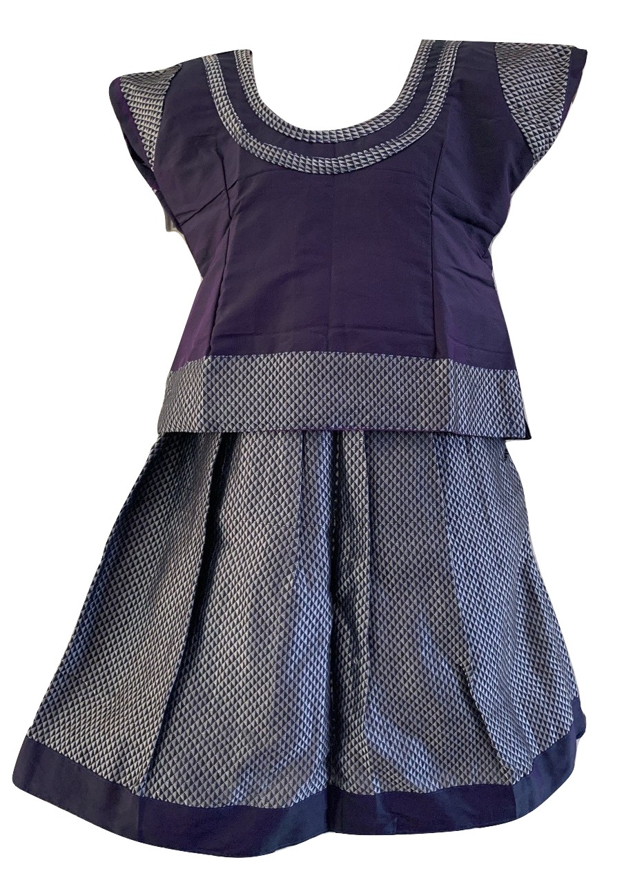 Navy Blue Pattu Pavada - Size 14 6 Months to 1 yrs ( Clearance Sale) Navy Blue Pattu Pavada - Size 14 6 Months to 1 yrs ( Clearance Sale)