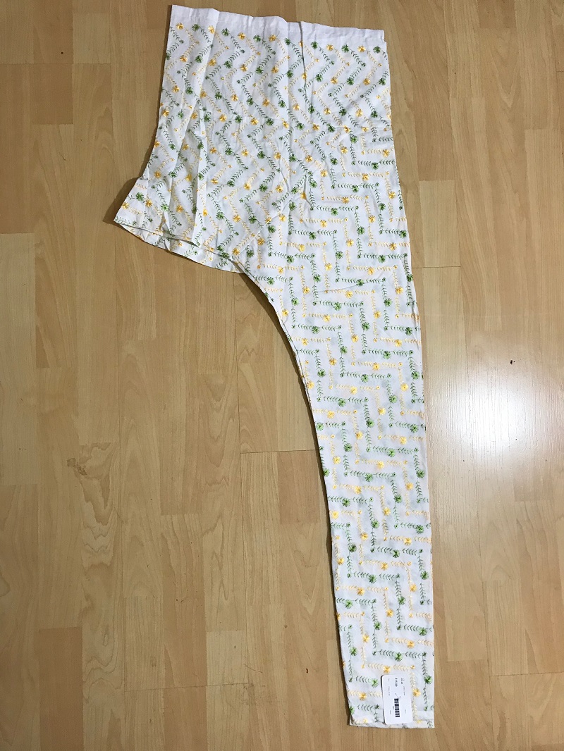 Relaxing Cotton Yellow, Radium Thread Embroidered Design Churidar Pants Relaxing Cotton Yellow, Radium Thread Embroidered Design Churidar Pants