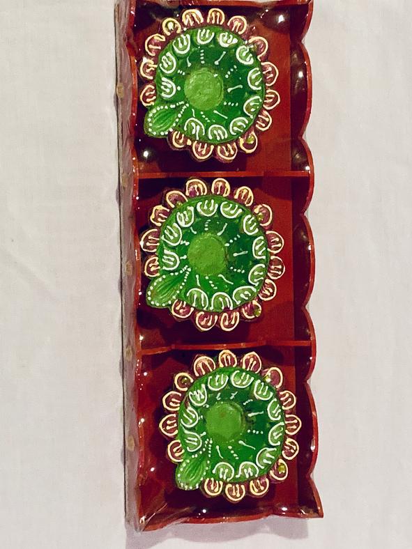 Bright Handmade Earthern Clay Diya for Diwali Pooja 3 Pcs