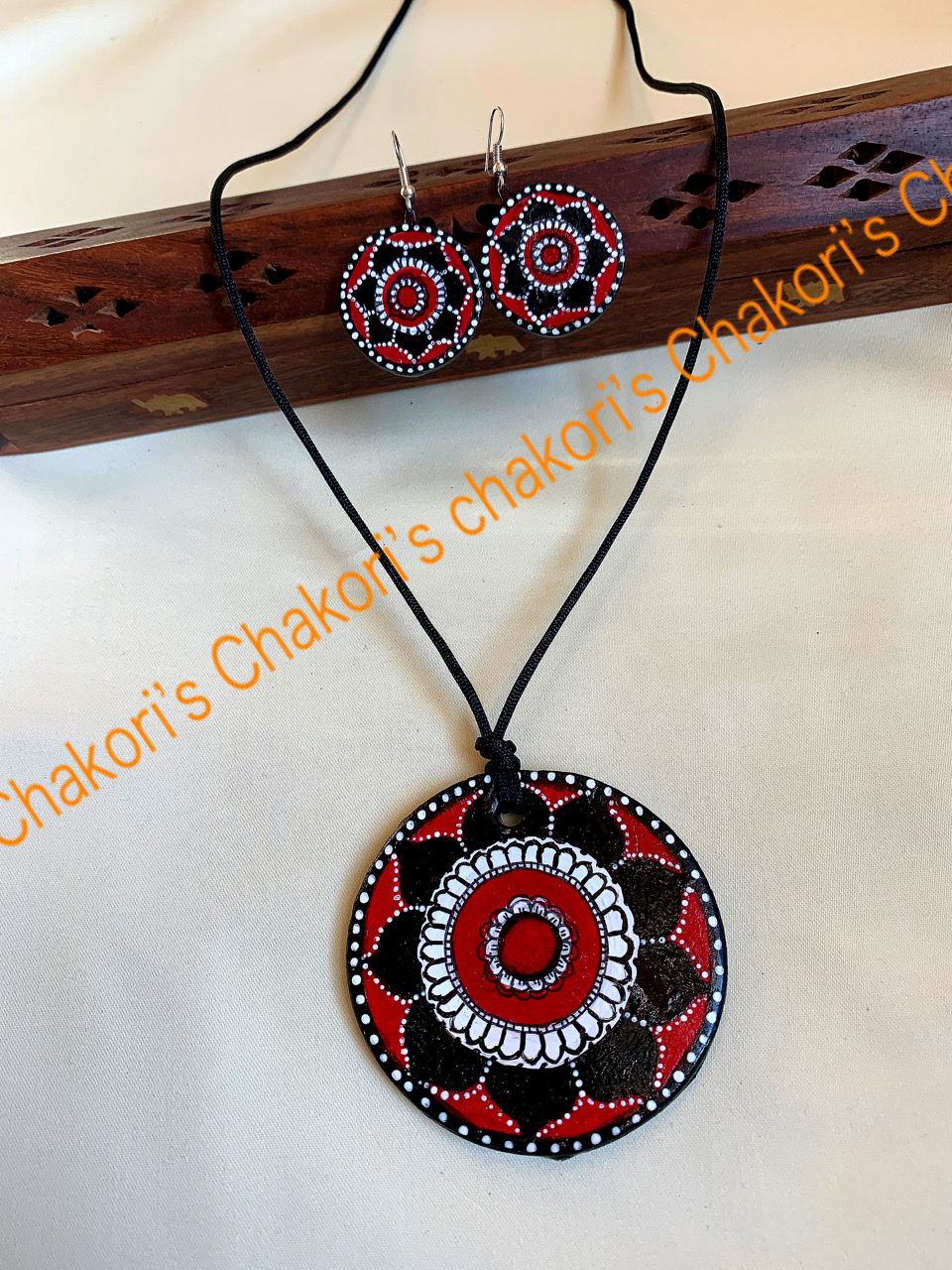 Flower Mandala pendant -Eco Friendly Hand-made Terracota jewelry