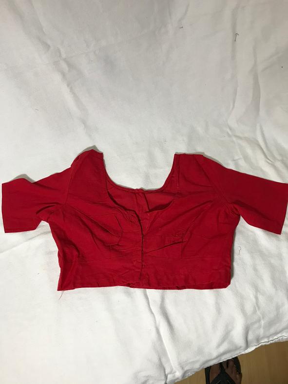 Red Cotton Blouse w/  Front Open (Sizes: 36, 42, 46)